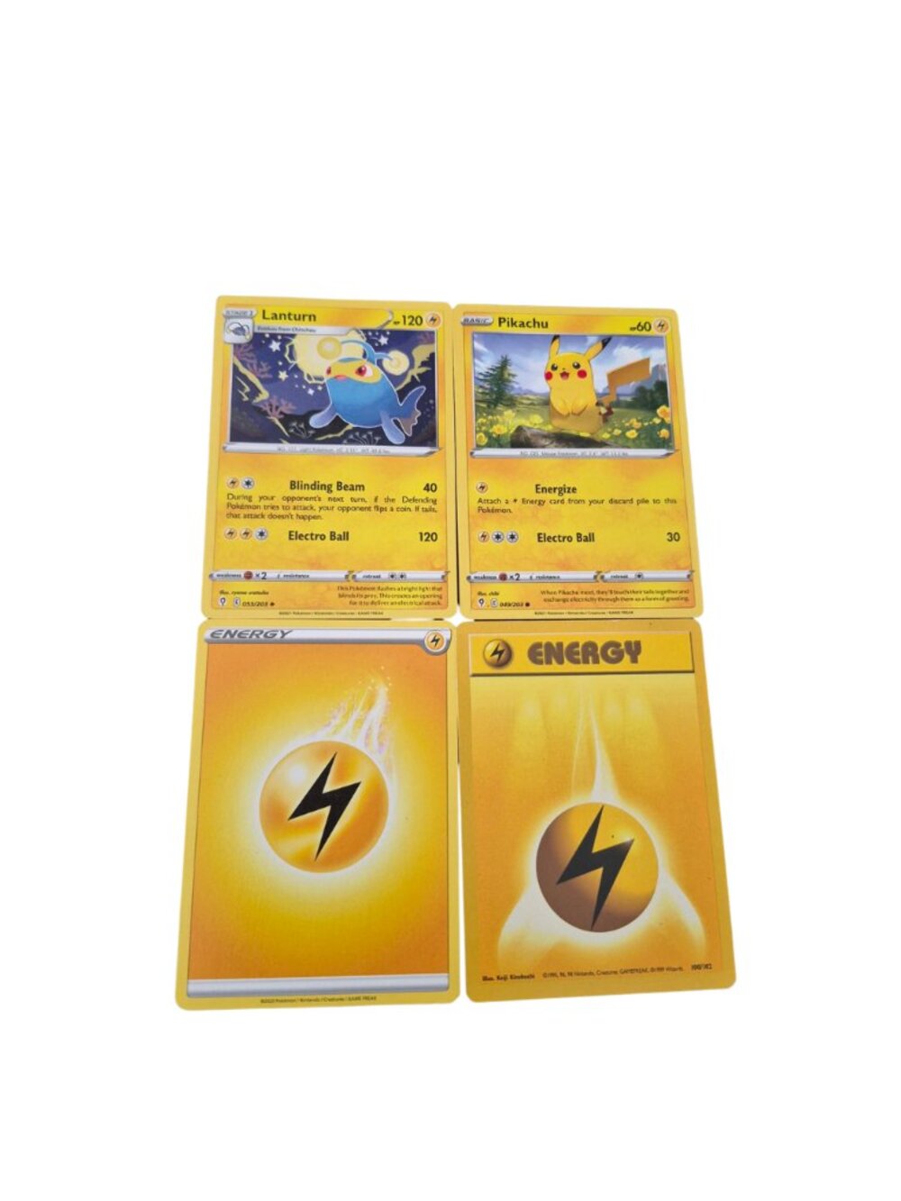 Pokemon Card Lot Pikachu Lanturn Electric Type Energy Bundle NM